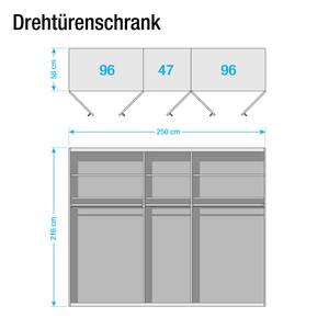 Draaideurkast Chicago II Hoogglans wit/spiegelglas - 250 x 216 cm - 5 deuren