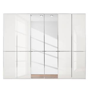 Drehtürenschrank Chicago II Hochglanz Weiß / Spiegel - 300 x 216 cm - 6 Türen