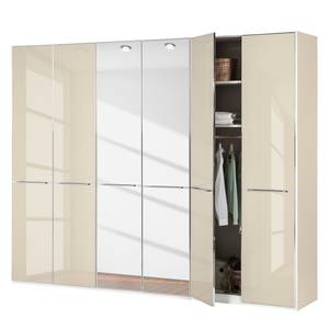 Drehtürenschrank Chicago II Magnolie / Spiegelglas - 300 x 216 cm - 6 Türen