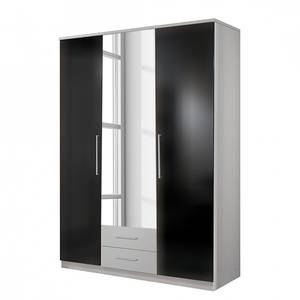 Armoire à portes battantes Soala Noir nacré / Blanc alpin - Largeur : 180 cm - 4 portes - 2