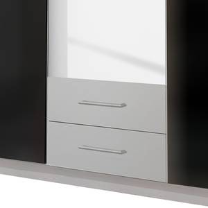 Drehtürenschrank Soala (mit Spiegel) Perlglanz Black/Alpinweiß - Breite: 135 cm - 3 Türen - 2