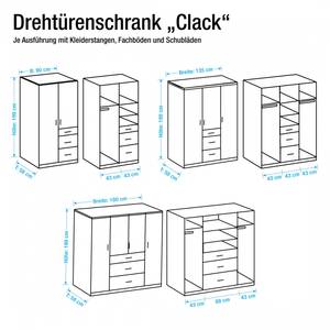 Draaideurkast Julan II Alpinewit/antraciet - Zonder spiegeldeuren