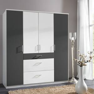 Armoire à portes pivotantes Julan II Blanc alpin / Anthracite - Sans portes miroir