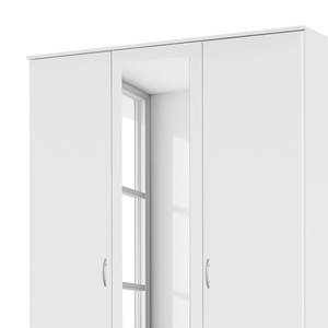 Drehtürenschrank Daniele II Weiß / Rot - Breite: 127 cm - 3 Türen - Mit Spiegeltür/-en