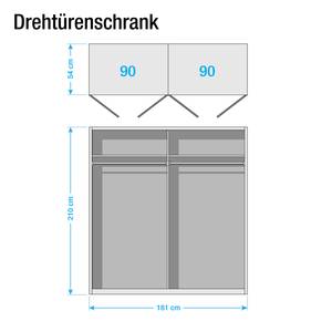Armoire à portes battantes Dieburg Blanc alpin - Largeur : 181 cm - 4 portes