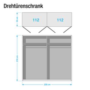 Armoire à portes battantes Dieburg Blanc alpin - Largeur : 226 cm - 4 portes