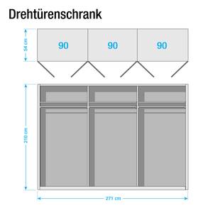 Drehtürenschrank Dieburg Alpinweiß - Breite: 271 cm - 6 Türen