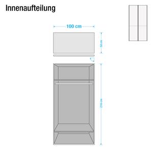 Draaideurkast Dubai alpinewit - Breedte: 100 cm - 2 deuren - Zonder passe-partout lijst - Zonder verlichting