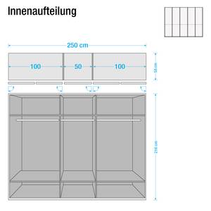 Draaideurkast Dubai alpinewit - Breedte: 250 cm - 5 deuren - Zonder passe-partout lijst - Zonder verlichting