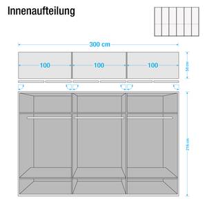 Armoire à portes battantes Dubai Blanc alpin - Largeur : 300 cm - 6 portes - Sans cadre passepartout - Sans éclairage