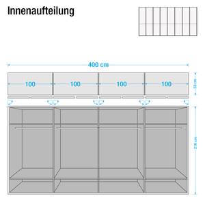 Armoire à portes battantes Dubai Blanc alpin - Largeur : 400 cm - 8 portes - Sans cadre passepartout - Sans éclairage