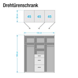 Drehtürenschrank Duncans Hochglanz Weiß - Breite: 135 cm