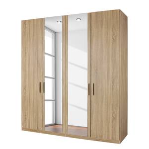 Armoire à portes battantes Evelyn I Imitation chêne de Sonoma - 201 x 197 cm - 4 portes - Sans corniche - Sans éclairage