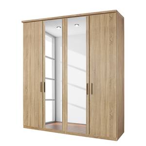 Armoire à portes battantes Evelyn I Imitation chêne de Sonoma - 201 x 223 cm - 4 portes - Avec corniche - Sans éclairage