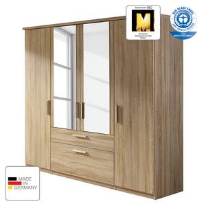 Drehtürenschrank Evelyn II Eiche Sonoma Dekor - 250 x 197 cm - 5 Türen - Mit Kranzblende - Ohne Beleuchtung