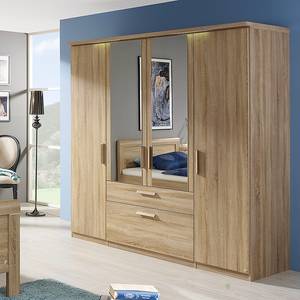 Armoire à portes battantes Evelyn II Imitation chêne de Sonoma - 250 x 197 cm - 5 portes - Avec corniche - Sans éclairage