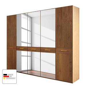 Armoire à portes battantes Faro Chêne verni partiellement massif - Largeur : 150 cm - 3 portes - Sans cadre passepartout - 1 miroir