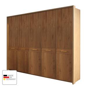 Armoire à portes battantes Faro Chêne verni partiellement massif - Largeur : 150 cm - 3 portes - Avec cadre passepartout - Sans portes miroir