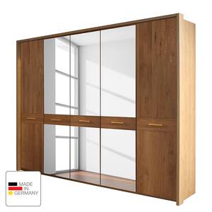 Armoire à portes battantes Faro Chêne verni partiellement massif - Largeur : 300 cm - 6 portes - Avec cadre passepartout - 4 miroir