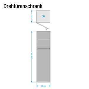 Drehtürenschrank Faro Eiche teilmassiv - lackiert - Breite: 50 cm - 1 Tür - Mit Passepartoutrahmen - Ohne Spiegeltür/-en