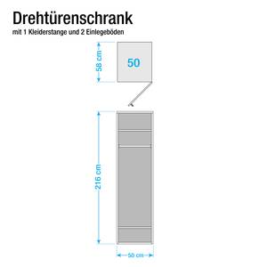 Drehtürenschrank Faro Eiche teilmassiv - lackiert - Breite: 50 cm - 1 Tür - Mit Passepartoutrahmen - Ohne Spiegeltür/-en