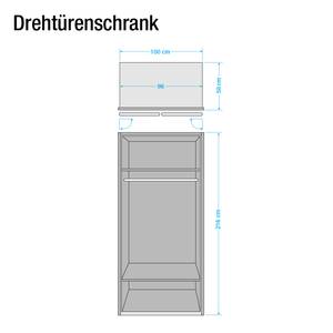 Draaideurkast Florenz deels massief elzenhout - Breedte: 100 cm - Met passe-partout lijst - 2 spiegeldeuren