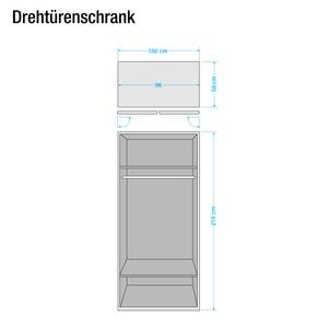 Armoire à portes pivotantes Florenz Aulne partiellement massif - Largeur : 100 cm - Sans cadre passepartout - 2 miroir