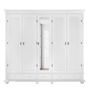 Armoire à portes battantes Friedrich IV Épicéa massif - Blanc - 242 cm (5 portes)