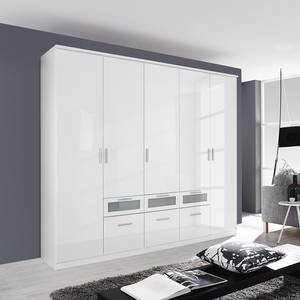 Armoire Garmisch-Plus portes pivotantes - Blanc brillant / Blanc alpin - Largeur : 226 cm