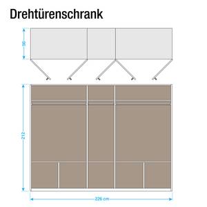 Drehtürenschrank Gera Alpinweiß - Breite: 226 cm - 5 Türen