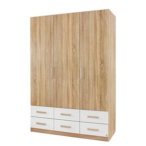 Armoire à portes battantes Samira Imitation chêne / Blanc alpin - 136 cm - 3 portes