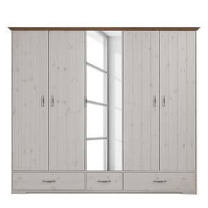 Armoire à portes battantes Hanstholm Pin verni blanc - Hauteur : 206 cm