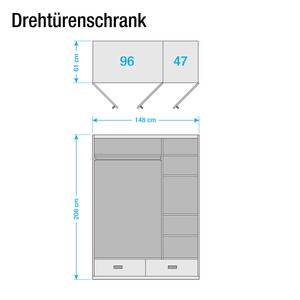 Armoire à portes battantes Hanstholm Pin verni blanc - Hauteur : 208 cm