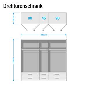 Draaideurkast Hersbruck-Extra Breedte: 226 cm - 1 spiegeldeur