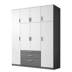 Armoire à portes battantes Hildesheim Blanc alpin / Gris métallisé - Largeur : 181 cm - Sans portes miroir