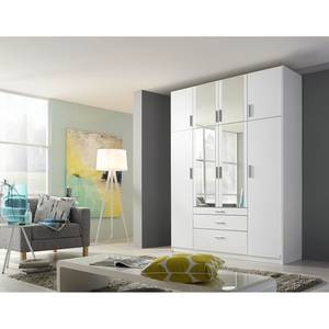 Armoire à portes battantes Hildesheim Blanc alpin - Largeur : 181 cm - Avec portes miroir