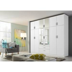 Armoire à portes battantes Hildesheim Blanc alpin - Largeur : 271 cm - Avec portes miroir