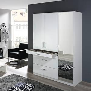 Armoire à portes battantes Homburg I Blanc alpin brillant - Largeur : 136 cm - Avec portes miroir