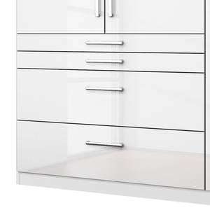 Armoire à portes battantes Homburg I Blanc alpin brillant - Largeur : 136 cm - Sans portes miroir