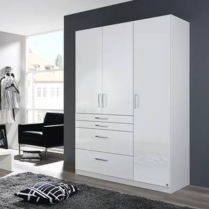 Armoire à portes battantes Homburg I Blanc alpin brillant - Largeur : 136 cm - Sans portes miroir