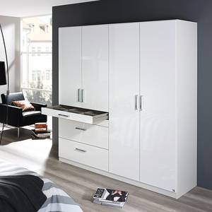 Armoire à portes battantes Homburg I Blanc alpin brillant - Largeur : 181 cm - Sans portes miroir