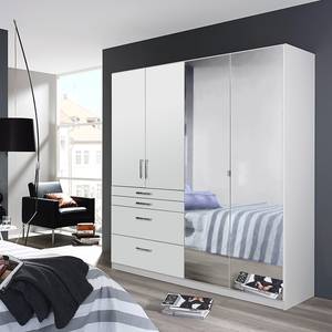 Armoire à portes battantes Homburg I Blanc alpin - Largeur : 181 cm - Avec portes miroir