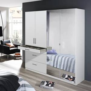 Armoire à portes battantes Homburg I Blanc alpin - Largeur : 181 cm - Avec portes miroir