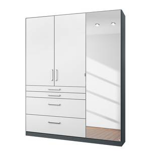 Armoire Homburg II Gris métallisé - Largeur : 136 cm - Avec portes miroir