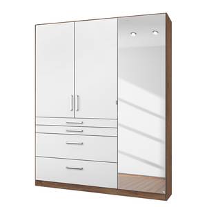 Armoire Homburg II Blanc / Imitation chêne de Stirling - Largeur : 136 cm - Avec portes miroir