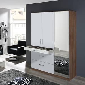 Armoire Homburg II Blanc / Imitation chêne de Stirling - Largeur : 136 cm - Avec portes miroir