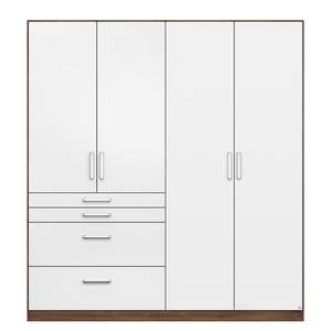 Armoire Homburg II Blanc / Imitation chêne de Stirling - Largeur : 181 cm - Sans portes miroir