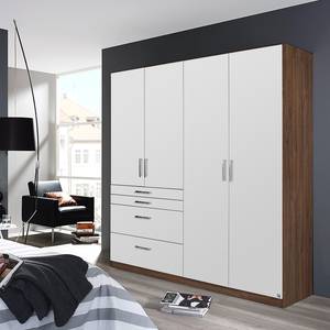 Armoire Homburg II Blanc / Imitation chêne de Stirling - Largeur : 181 cm - Sans portes miroir