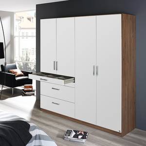 Armoire Homburg II Blanc / Imitation chêne de Stirling - Largeur : 181 cm - Sans portes miroir