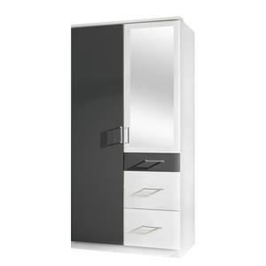 Armoire à portes pivotantes Julan I Blanc alpin / Anthracite - Avec portes miroir